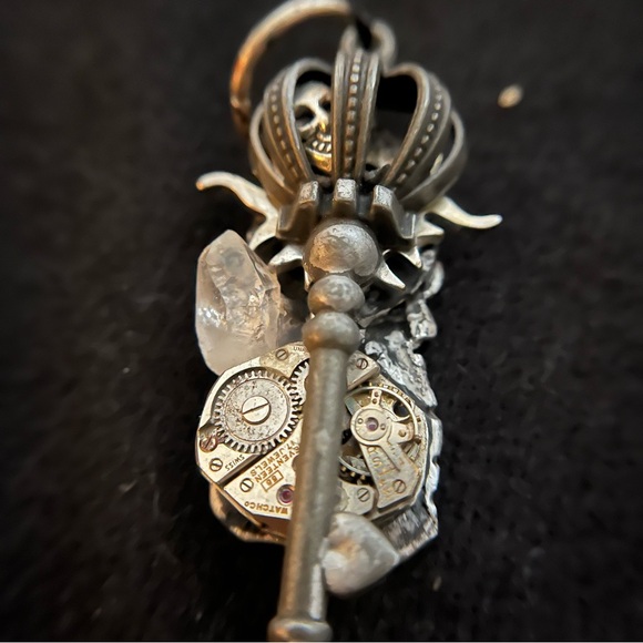 Silver and Gold Steampunk Necklace - Picture 1 of 2
